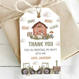 水彩トラクター ファーム 1歳誕生日 ギフトタグ