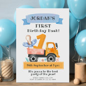 水彩トラックの最初の誕生日パーティよくはしゃぐー 招待状