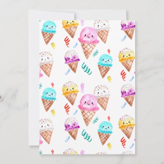 水彩トラックバルーンキッズアイスクリーム誕生日 招待状 (裏面)