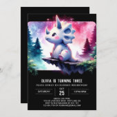 水彩トリケラお洒落トプ誕生日 招待状 (正面/裏面)