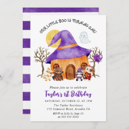 水彩トリックハロウィーン1st誕生日 招待状