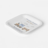 水彩トレインバースデーパーティープレート ペーパープレート (傾斜あり)