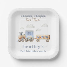 水彩トレインバースデーパーティープレート ペーパープレート