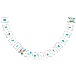 水彩トレックスカラフル恐竜の最初の誕生日 バンティングフラッグ