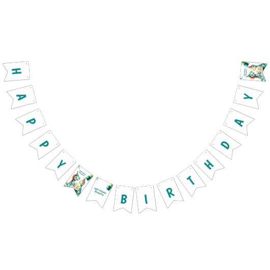 水彩トレックスカラフル恐竜の最初の誕生日 バンティングフラッグ (全)