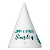 水彩トレックスカラフル恐竜の最初の誕生日 パーティーハット (右)