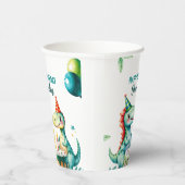 水彩トレックスカラフル恐竜の最初の誕生日 紙コップ (右)