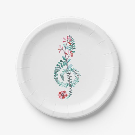 水彩トレブルクレフ、 音符記号ミュージカル紙パーティープレート ペーパープレート (正面)