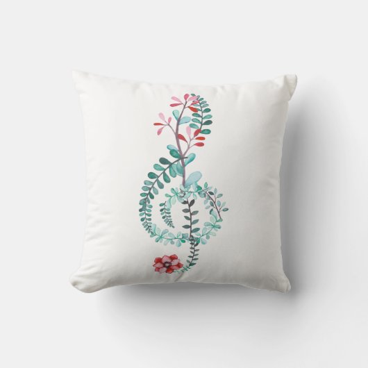 水彩トレブルクレフ、 音符記号音楽ギフトバンドオーケストラ クッション (正面)