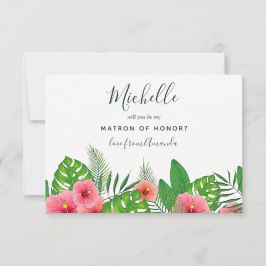 水彩トロピカルあなたは私の名誉のメアリーになる? 招待状 (正面)