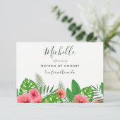 水彩トロピカルあなたは私の名誉のメアリーになる? 招待状 (スタンド正面)