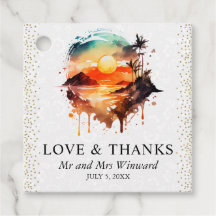 水彩トロピカルアイランドサンセット結婚ズ