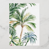 水彩トロピカルウェディング ボホビーチ パームツリー 箔招待状 (裏面)