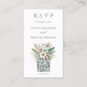 水彩トロピカルエレガンス – RSVP-QRコード –  名刺 (正面)