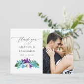 水彩トロピカルオーキッド幾何学ウェディング サンキューカード (スタンド正面)