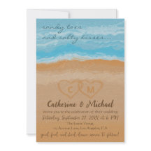 水彩トロピカルオーシャンビーチQRコードウェディング