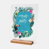 水彩トロピカルカード&ギフトティール（緑がかった色）ID577 アクリルサイン (傾斜)
