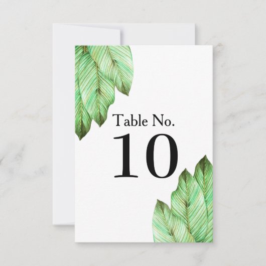 水彩トロピカルグリーンの結婚式 招待状 (正面)