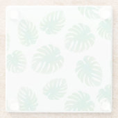 水彩トロピカルグリーンモンステラリーフ ガラスコースター (裏面)