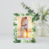 水彩トロピカルグリーン愛感謝ウェディング ポストカード (スタンド正面)