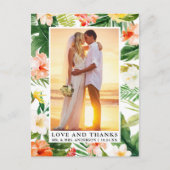 水彩トロピカルコーラルフラワーラブアンドサンクス ポストカード (正面)