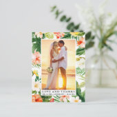 水彩トロピカルコーラルフラワー ラブアンドサンクス ポストカード (スタンド正面)