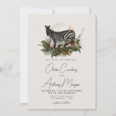 水彩トロピカルサファリ ジャングル ゼブラ ウェディング 招待状 (正面)