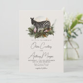 水彩トロピカルサファリ ジャングル ゼブラ ウェディング 招待状 (スタンド正面)