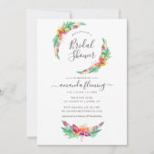水彩トロピカルサマービーチブライダルシャワー 招待状 (正面)