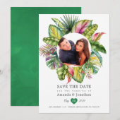 水彩トロピカルサマー・ビーチウェディング写真 セーブザデート (正面/裏面)