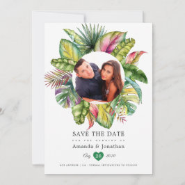 水彩トロピカルサマー ビーチウェディング フォト セーブザデート