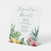 水彩トロピカルシグネチャードリンク ウェディング 台座サイン (正面)
