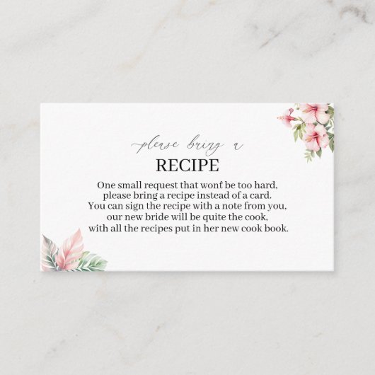 水彩トロピカルドリームズピンクの花レシピ車 エンクロージャーカード (正面)