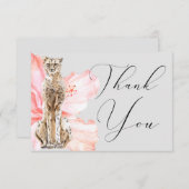 水彩トロピカルハイビスカスサファリレオパード サンキューカード (正面/裏面)