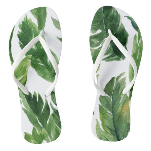 水彩トロピカルバナナ離れのパターン ビーチサンダル