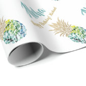 水彩トロピカルパイナップルビーチ誕生日 ラッピングペーパー (ロールコーナー)