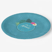 水彩トロピカルパターン感謝していティール(緑がかった色)ID577 ペーパープレート (アングル)