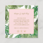 水彩トロピカルパター葉ンデザイナー スクエア名刺 (裏面)