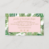 水彩トロピカルパター葉ンデザイナー 名刺 (裏面)