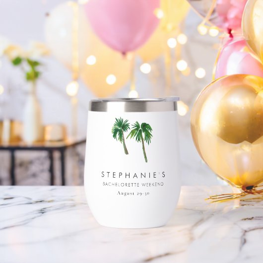 水彩トロピカルパームツリーズバチェロレッテ (バチェラーパーティー)