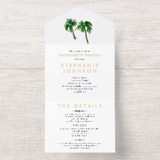 水彩トロピカルパームツリーズバチェロレッテ オールインワン招待状