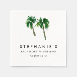 水彩トロピカルパームツリーズバチェロレッテ スタンダードカクテルナプキン