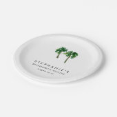水彩トロピカルパームツリーズバチェロレッテ ペーパープレート (アングル)