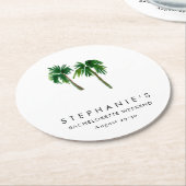 水彩トロピカルパームツリー  ブライズゲート   ラウンドペーパーコースター (アングル)