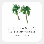 水彩トロピカルパームツリー  ブライズメイド   スクエアシール (正面)