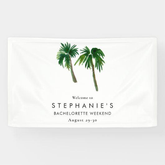 水彩トロピカルパームツリー  花嫁 横断幕 (横)