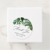 水彩トロピカルパームリーフのありがとう フェイバータグ (インサイチュ)