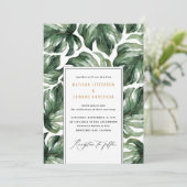 水彩トロピカルパームリーフの結婚発表 案内状 (スタンド正面)