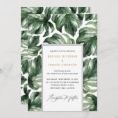 水彩トロピカルパームリーフ結婚発表 案内状 (正面/裏面)