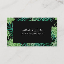 水彩トロピカルパーム緑葉色ブラック